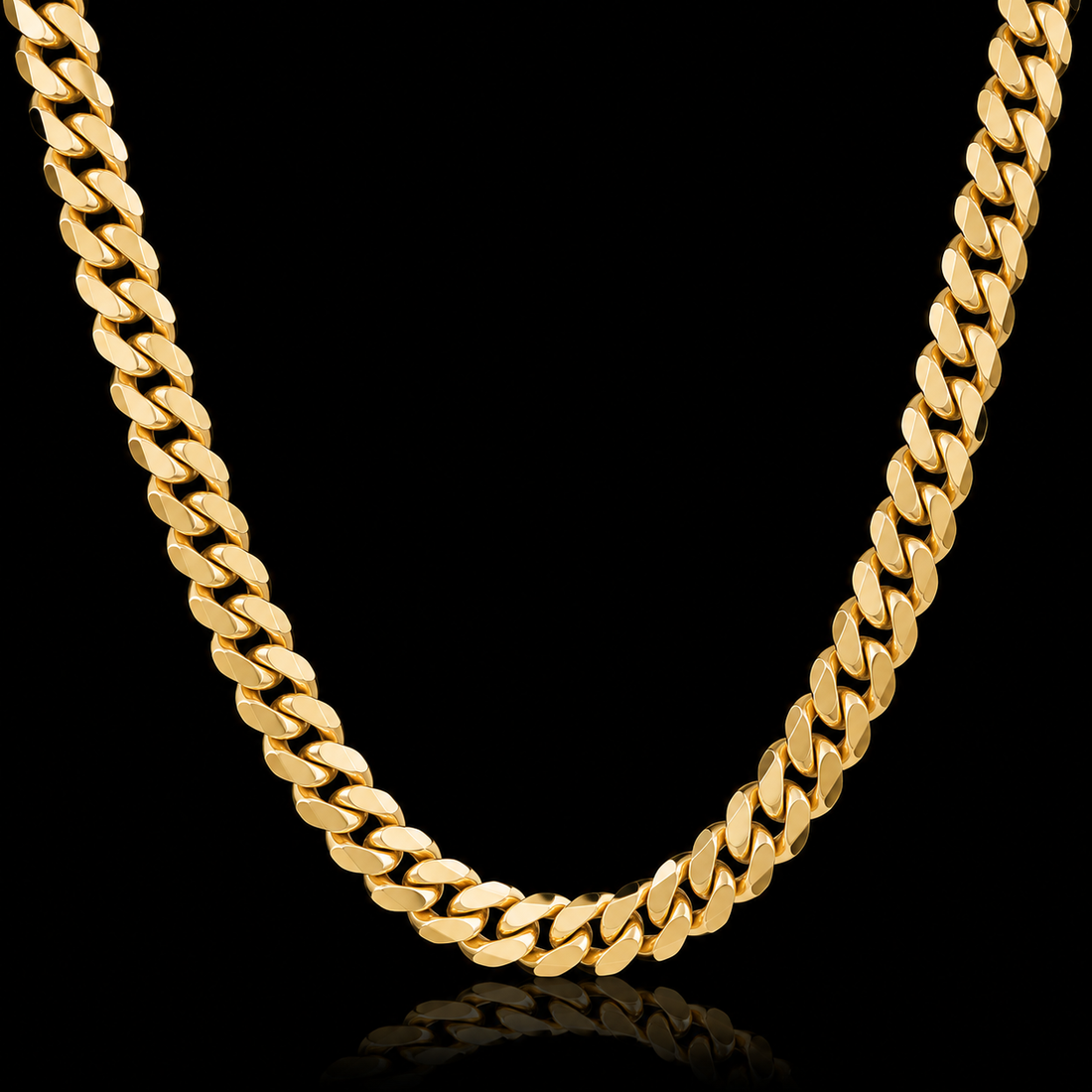 10KT Semi-Solid Miami Cuban Yellow Gold Chain