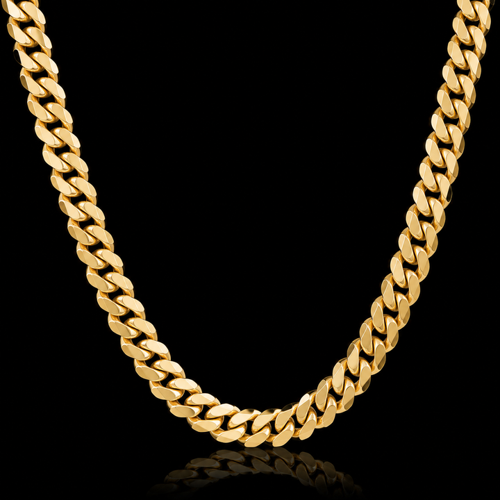 10KT Semi-Solid Miami Cuban Yellow Gold Chain