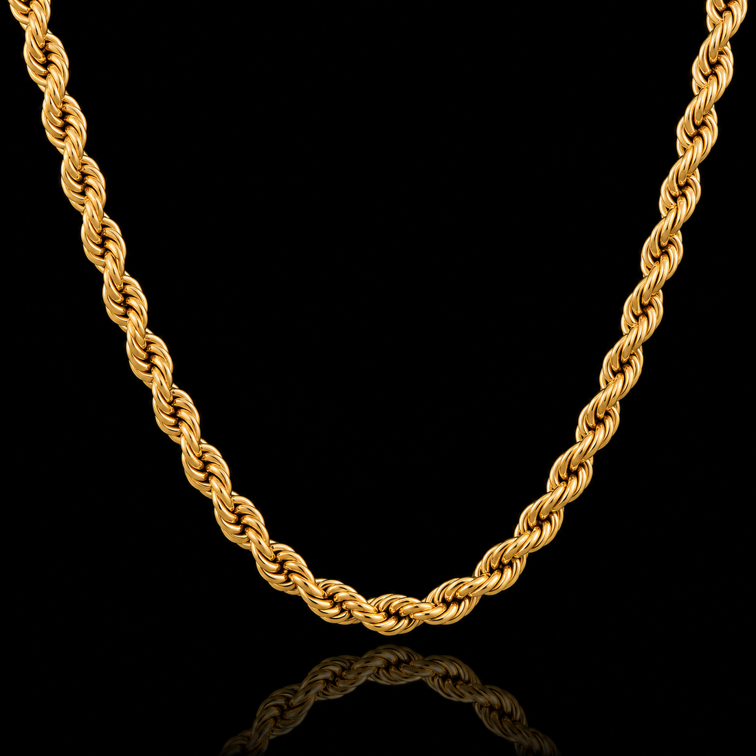 10KT Shiny Solid Rope Yellow Gold Chain
