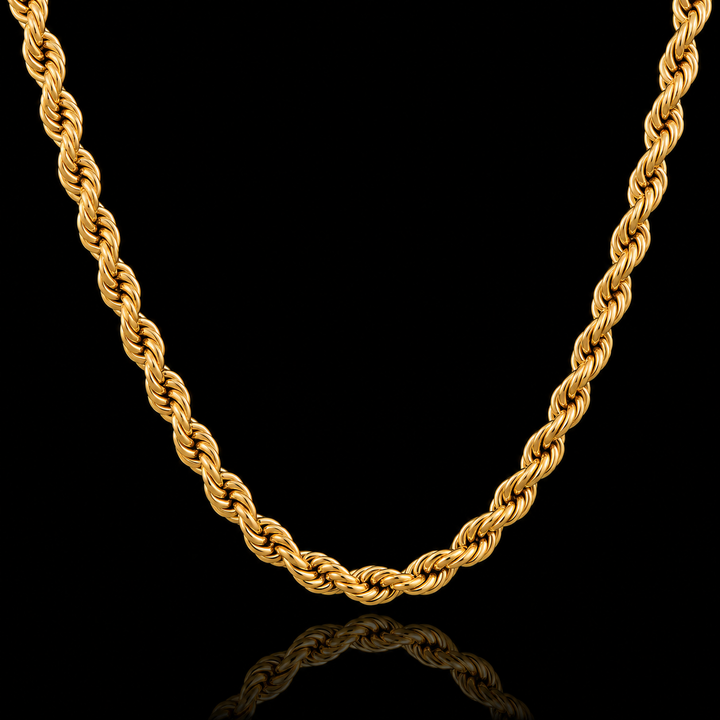 10KT Shiny Solid Rope Yellow Gold Chain