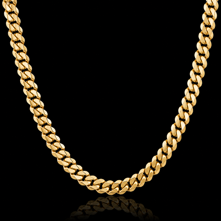 10KT Solid Miami Cuban Link Yellow Gold Chain