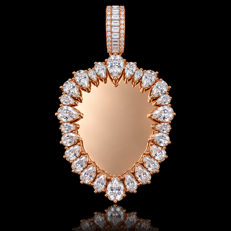 12CTW Moissanite Picture Pendant - Rose Gold