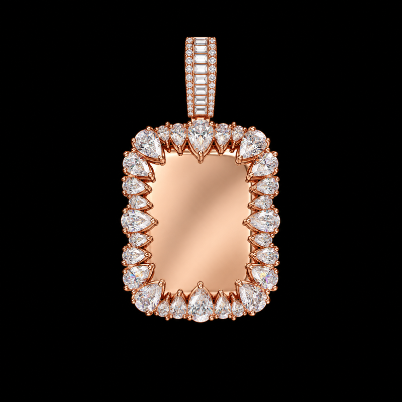 12CTW Moissanite Picture Pendant - Rose Gold