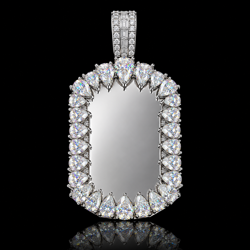 12CTW Moissanite Picture Pendant - White Gold