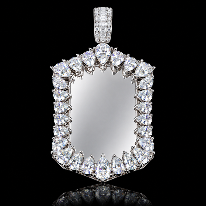 12CTW Moissanite Picture Pendant - White Gold