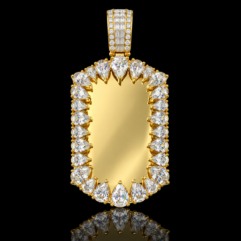 12CTW Moissanite Picture Pendant - Yellow Gold