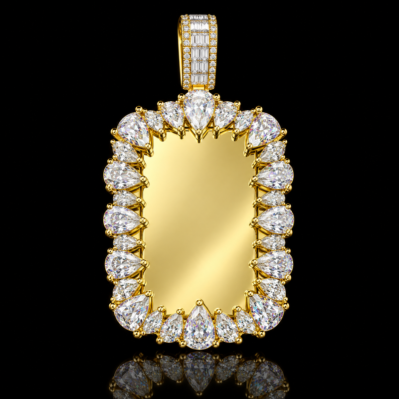 12CTW Moissanite Picture Pendant - Yellow Gold