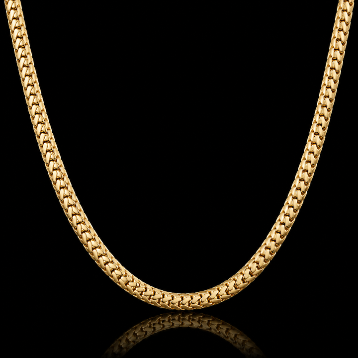 14KT Semi-Solid Square Franco Yellow Gold Chain