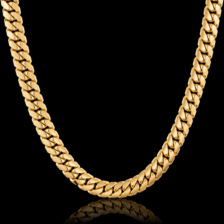 14KT Solid Flat Curb Cuban Yellow Gold Chain