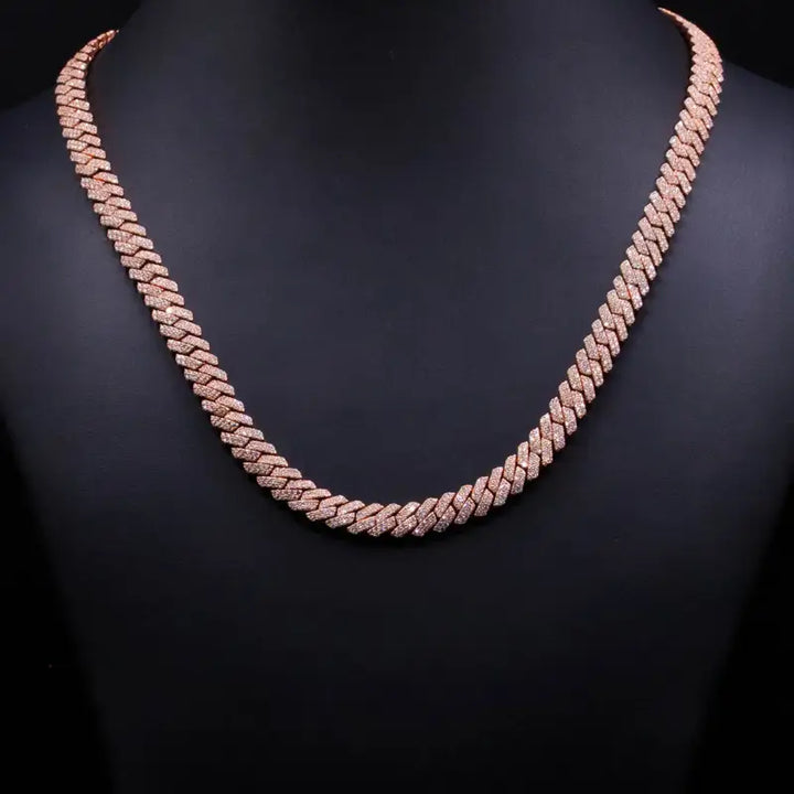 8mm Rose Gold Moissanite Cuban Link