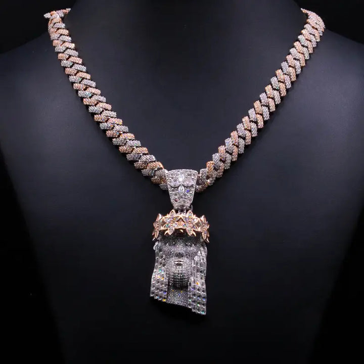 Two Tone Cuban Link + Jesus Head