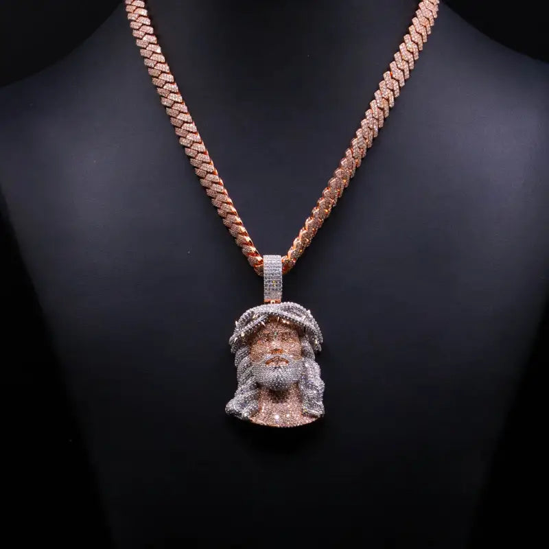 12mm Cuban Link + Moissanite Jesus Head