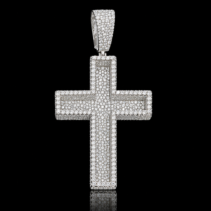 Moissanite Cross Pendant Collection - Classic Block