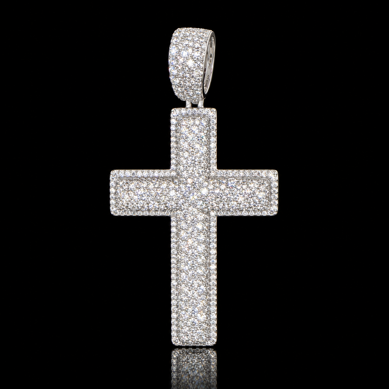 Moissanite Cross Pendant Collection - Slim Classic