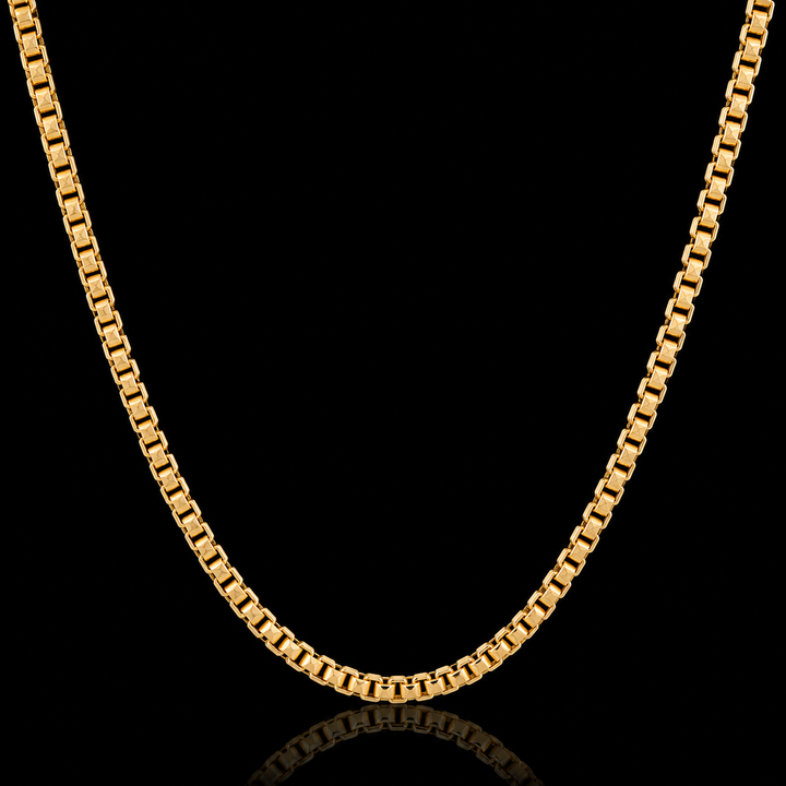 14KT Yellow Gold Rounded Diamond Cut Box Gold Chain