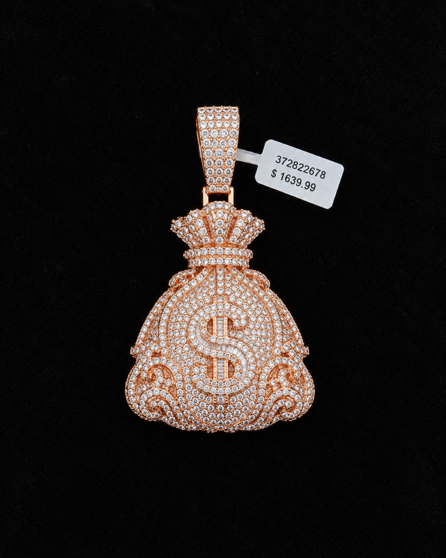Ornate Rose Gold Money Bag Pendant