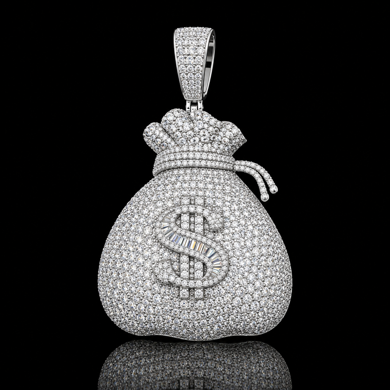 Pave Money Bag Pendant - Large