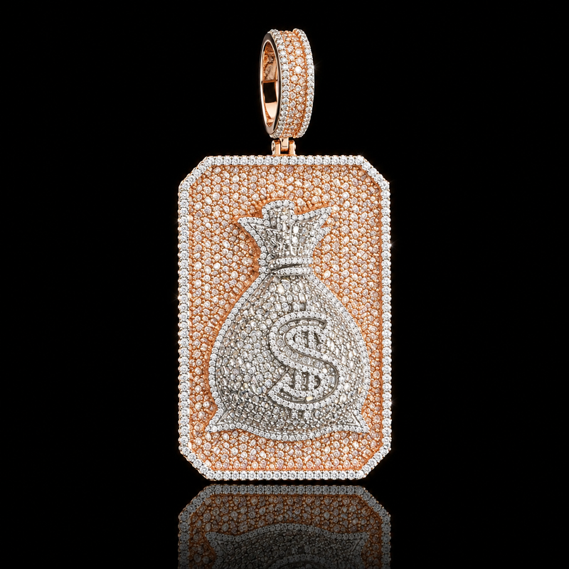 Rectangular Money Bag Pendant - Large / Rose Gold