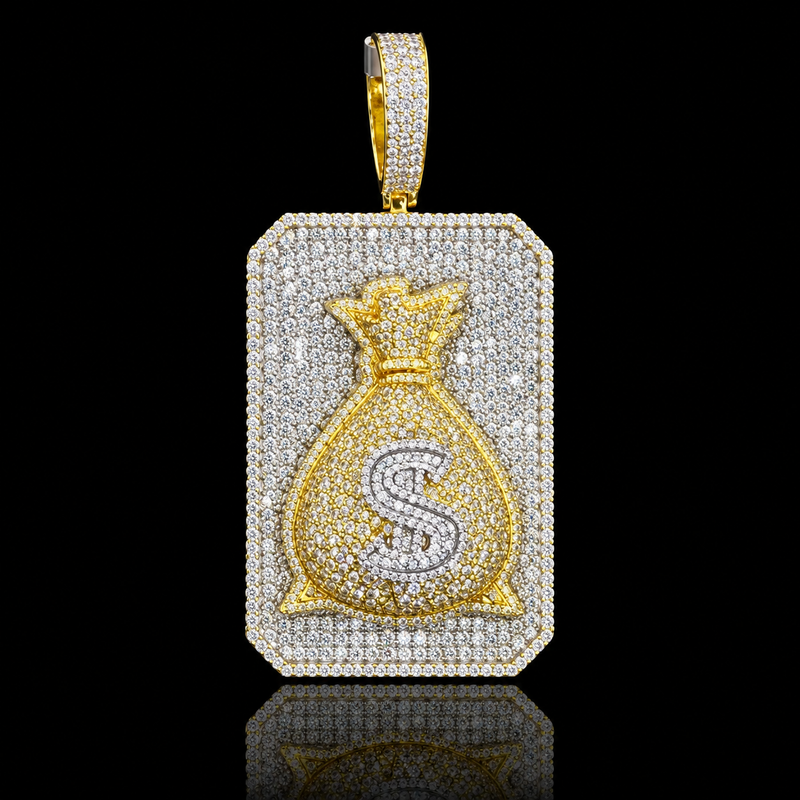 Rectangular Money Bag Pendant - Large / Yellow Gold