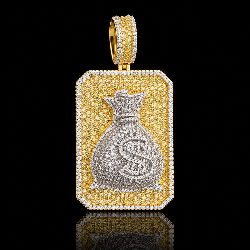 Rectangular Money Bag Pendant - Large / Yellow Gold