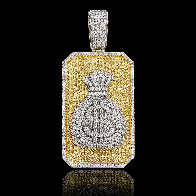 Rectangular Money Bag Pendant - Large / Yellow Gold