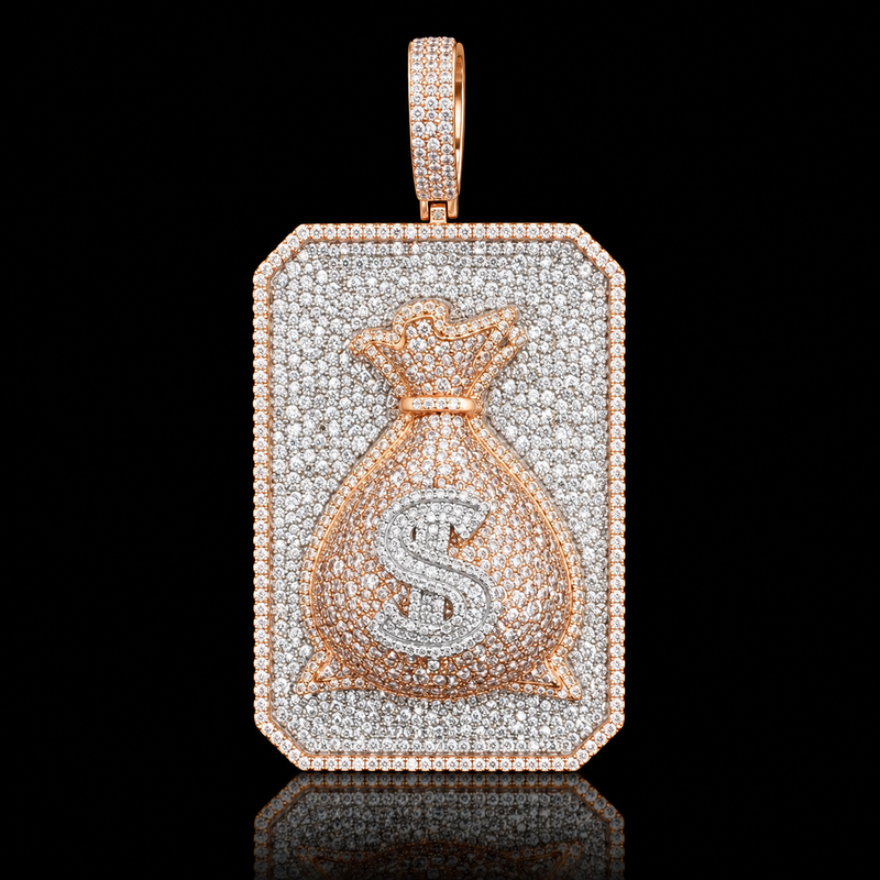 Rectangular Money Bag Pendant - Medium / Rose Gold
