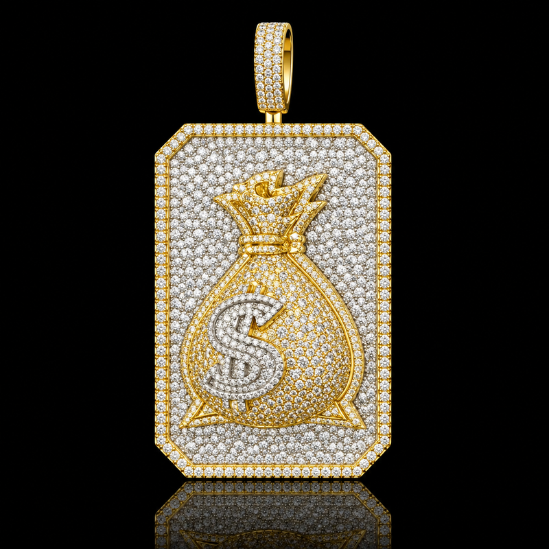 Rectangular Money Bag Pendant - Medium / Yellow Gold