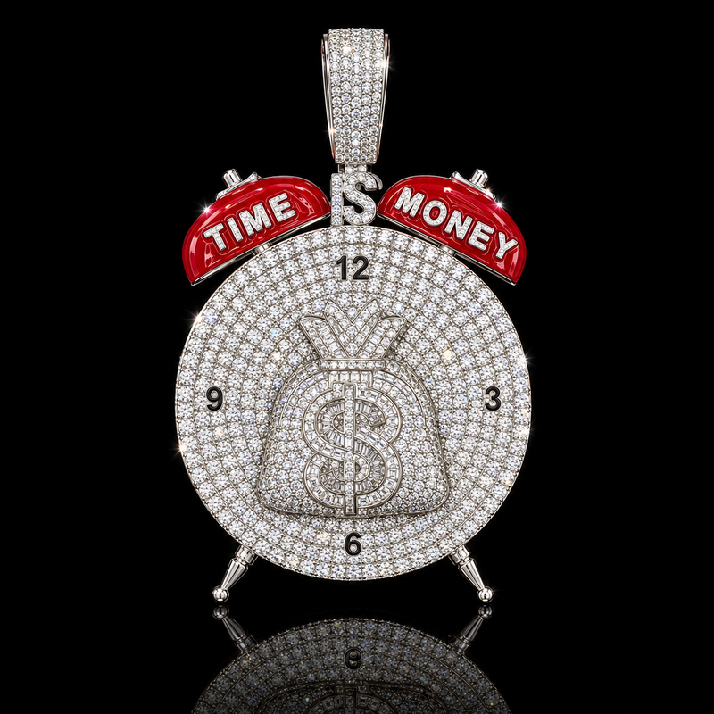 Time Is Money Clock Pendant