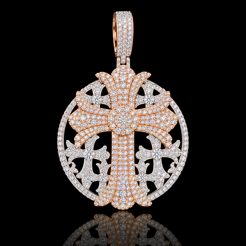 Triple Chrome Hearts Pendant - Rose Gold