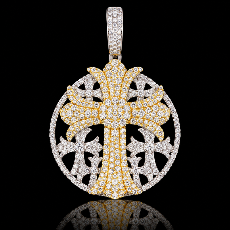 Triple Chrome Hearts Pendant - Yellow Gold